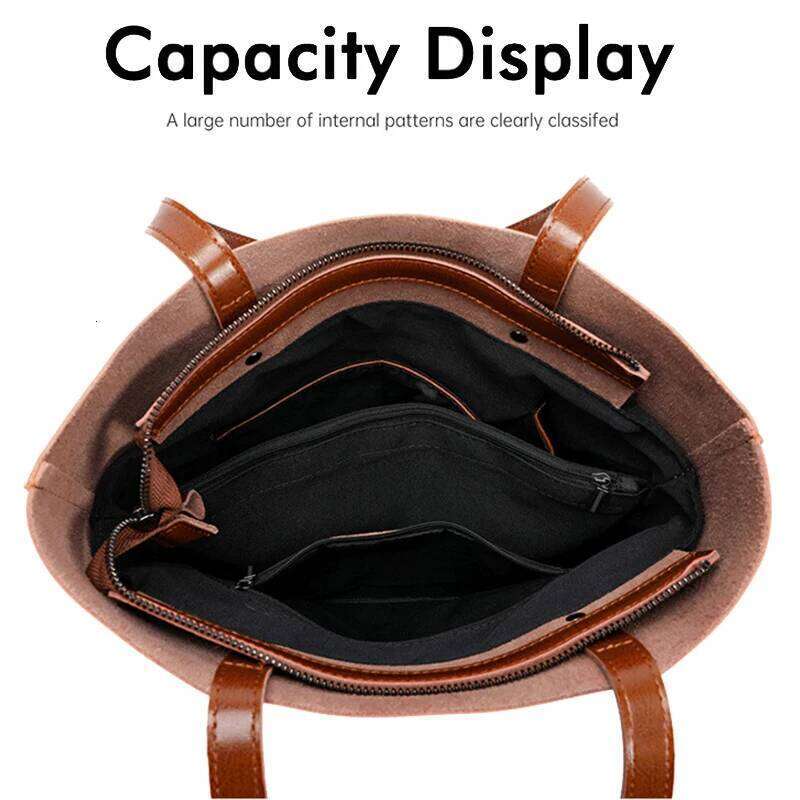 Designer Luxury New Large Capacity Female Split Leather Tote Bags Oil Wax Cowhide Lady Shopping Handbag Women Classic Solid Color Shoulder Bag