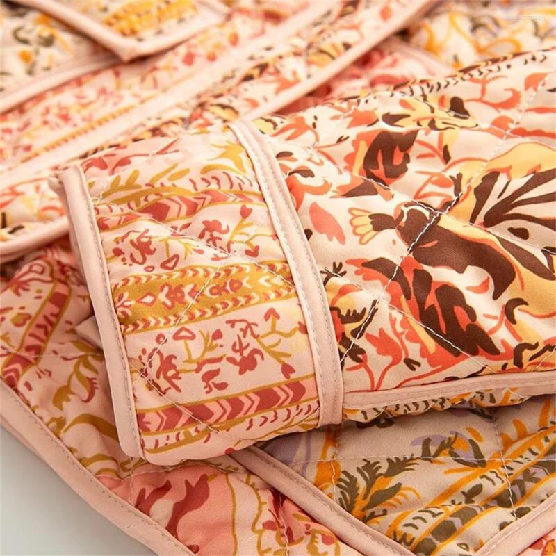 Women's Jackets Single Breasted Design With Loose And Versatile Stand Up Collar Positioning Printed Cotton Jacket