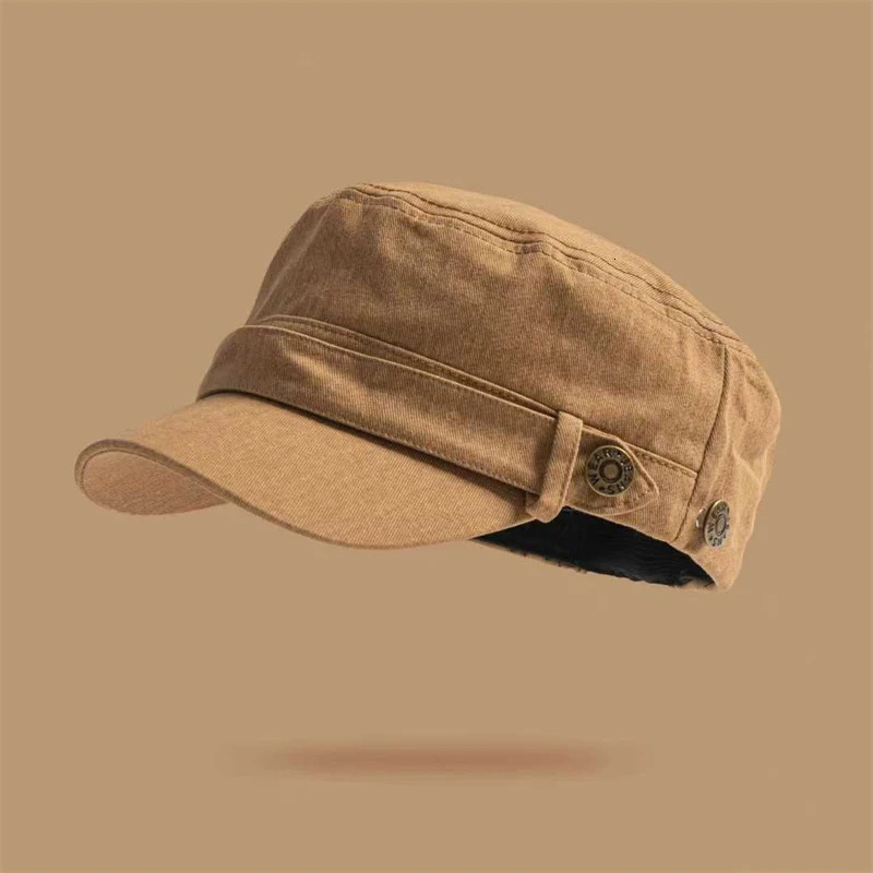 Unisex Solid Color Flat Top Military Cap Adjustable Outdoor Fisherman Caps Cadet Army Cap Retro Army Hats Bone Womens Mans Cap 251027