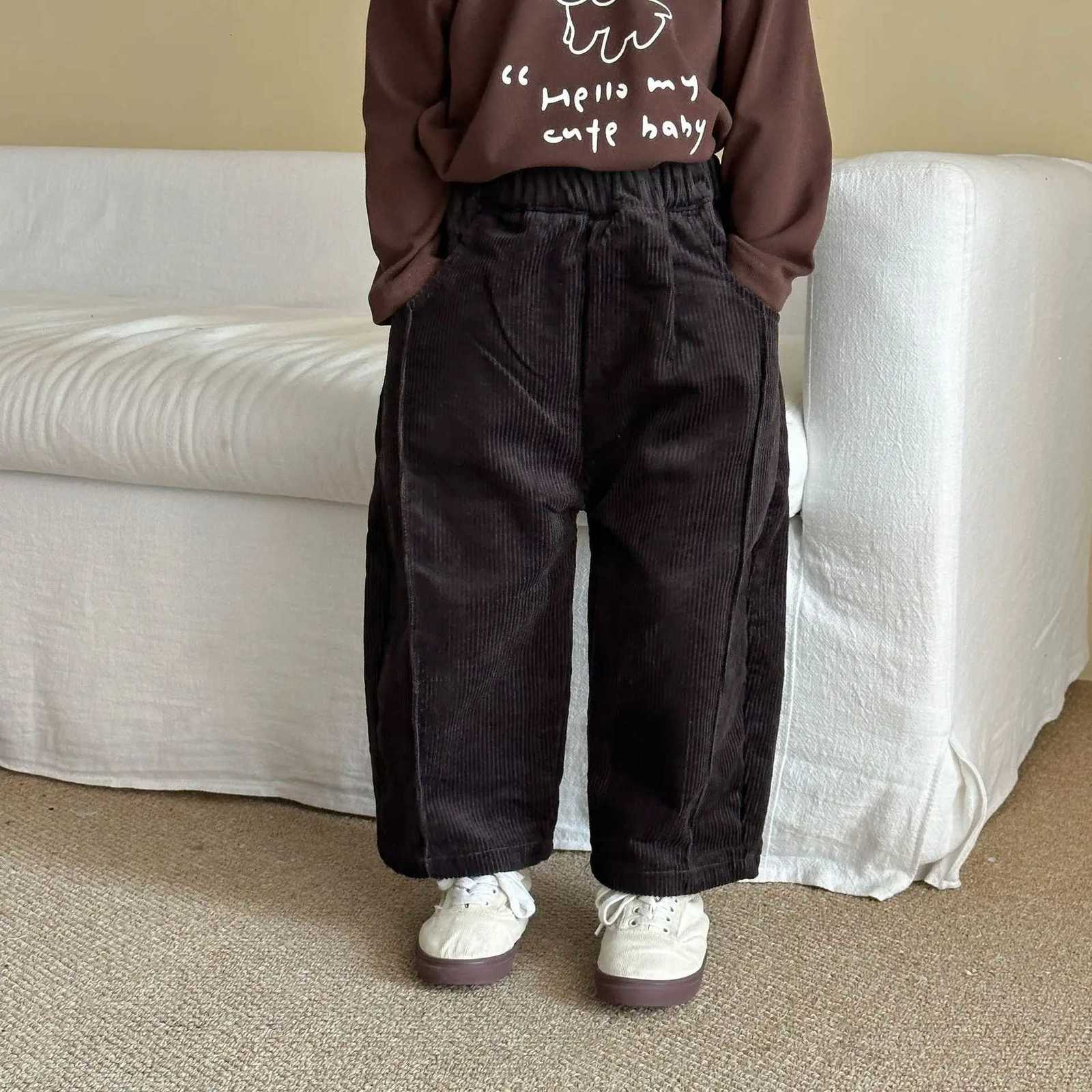 Children Corduroy Pants Boys Autumn and Winter Loose 2025 New Spring and Autumn Baby Casual Girls Wide Leg PantsT251027