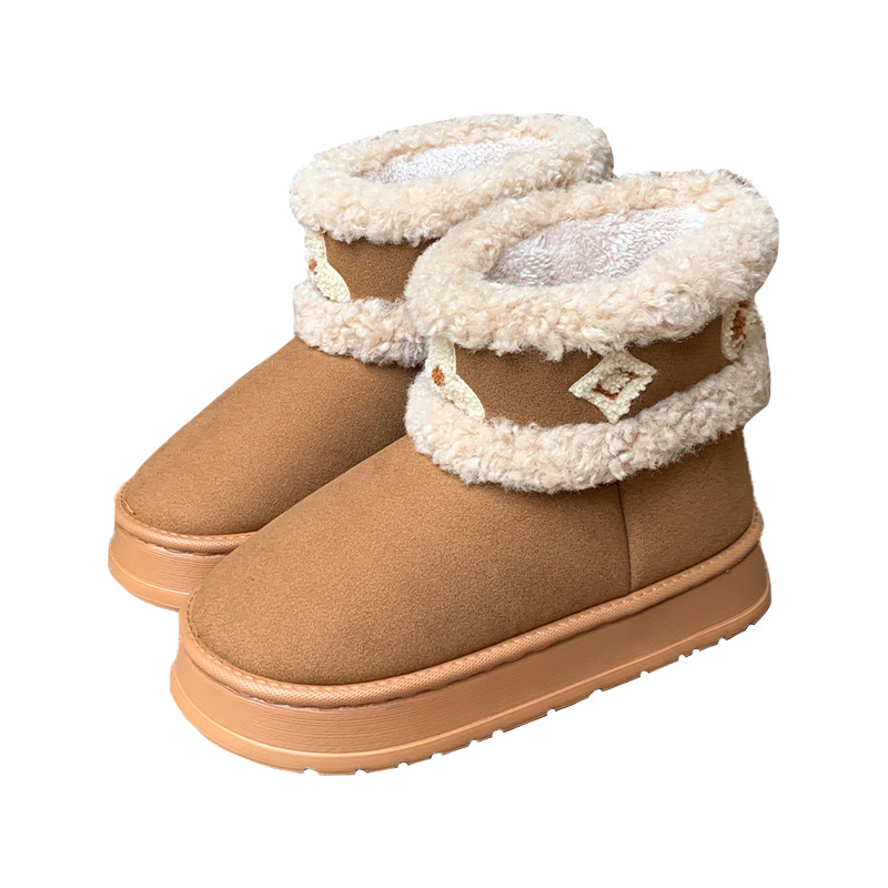 Designer shoes 2025 hot retro casual snow boots for women, autumn and winter with thick fleece and midsole boots black khaki brown