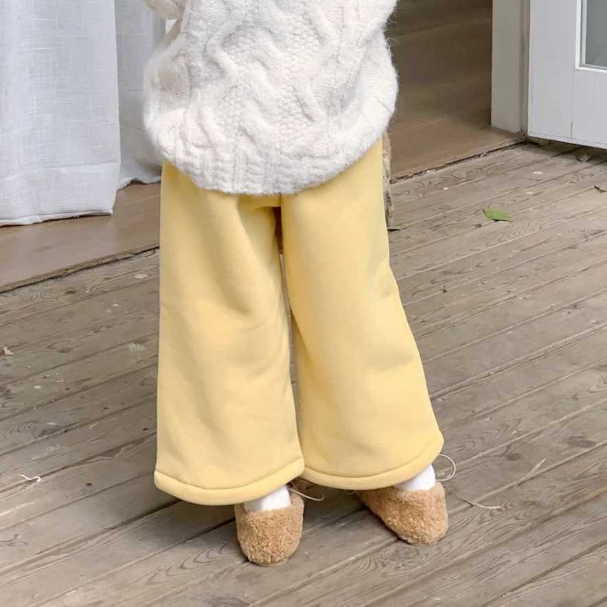 Girl Pants 2025 Autumn and Winter New Childrens Clothing Korean Style Girl Baby Fashion Plus Velvet Plus Thick Pants SimpleT251027
