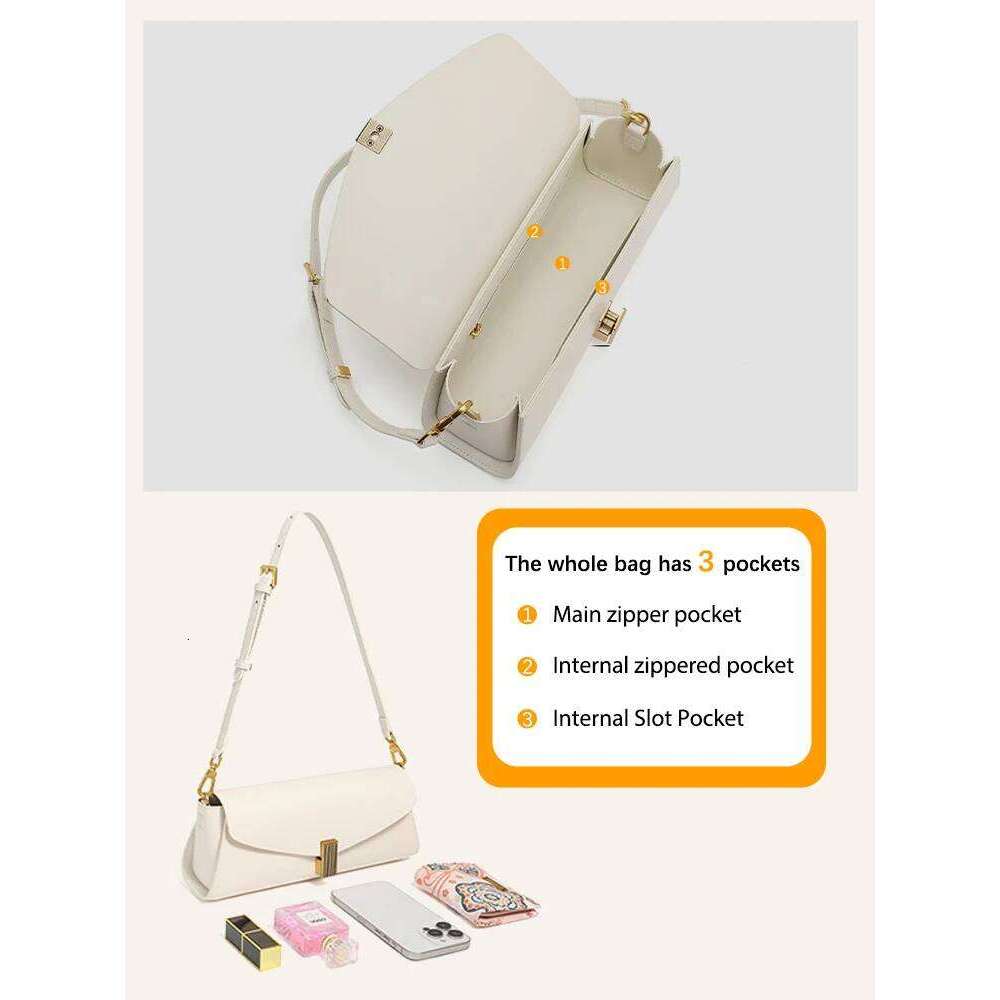 Zency Niche Two Layer Leather Handbag For Women 2025 Fashion Trendy Shoulder Commuter Underarm Crossbody Flap Bag