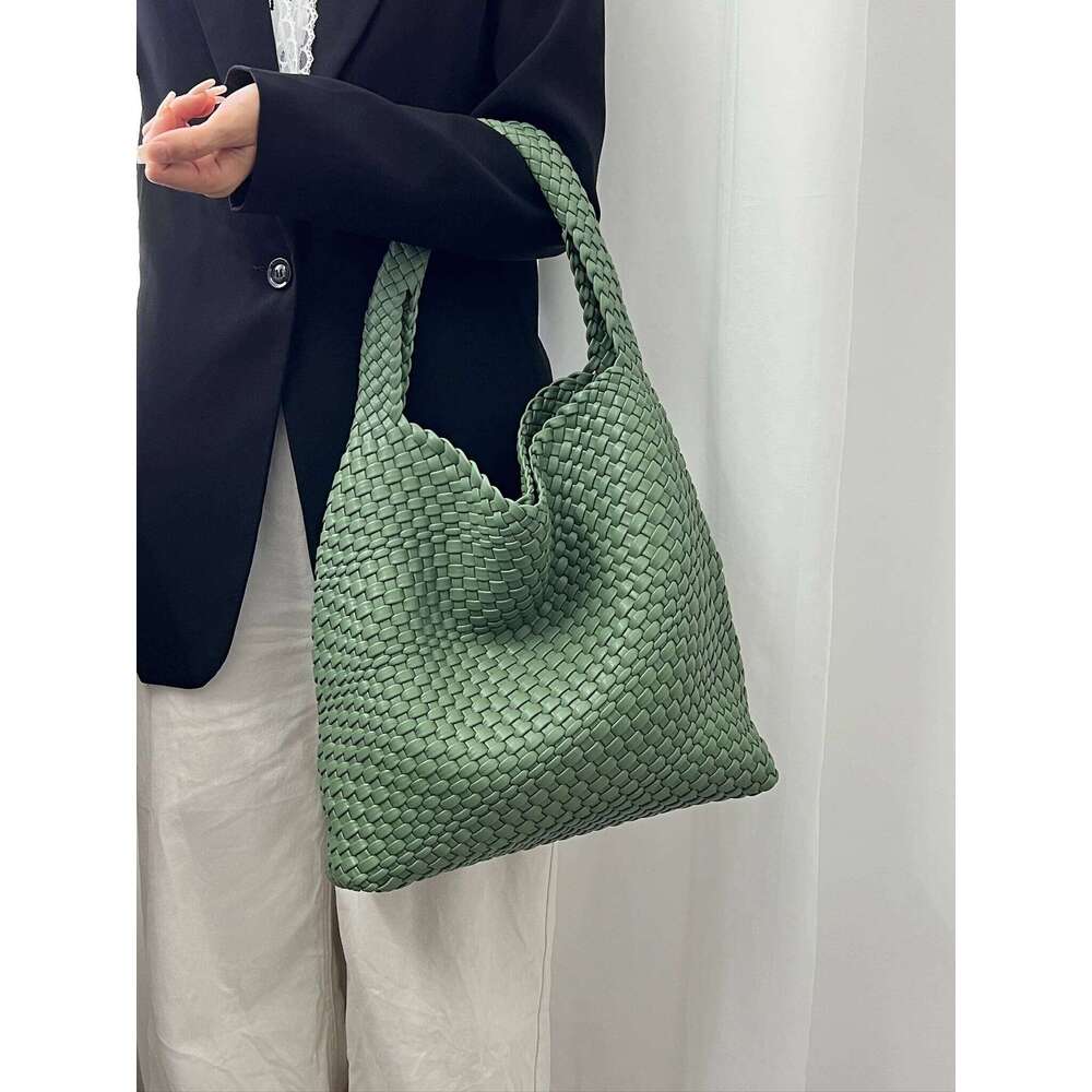 Shoulder Woven Bag For Women Europe And The United States Popular PU Leather Soft Fabric Women Underarm Bag