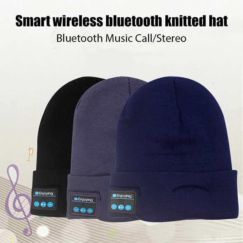 Fone Bluetooth Headphones Winter Warm Beanie Knit Hat Music Wireless Bluetooth Headset Sports Cap Wireless Earphones HatsW251027