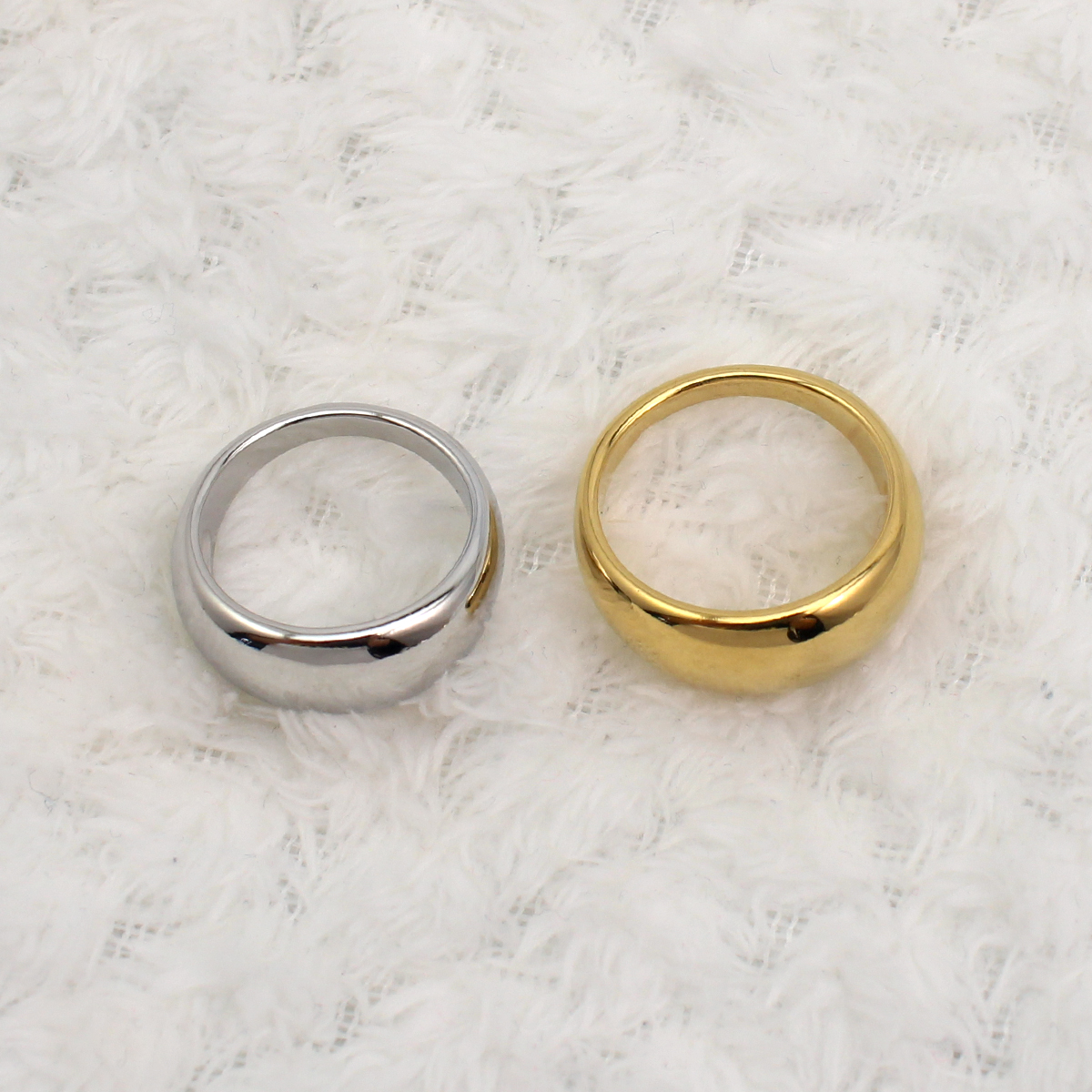 High Quality 316L Stainless Steel 18K Gold Silver Plated High Polish Irregular Circle Finger Ring l Chunky Curved Rings Jewelry