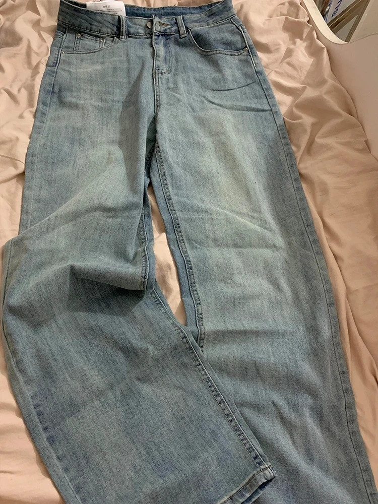 Womens High Waist Loose Jeans Straight Wide Leg Trousers Autumn Winter Bootcut for Pear Shape Body Comfort Fit 251027