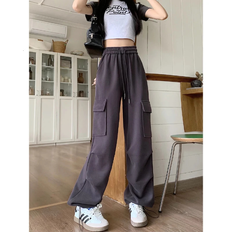 American Drawstring n Cargo Pants Women Fashion Hiphop Streetwear Woman Trousers Summer Allmatch Cargo Pants 251027