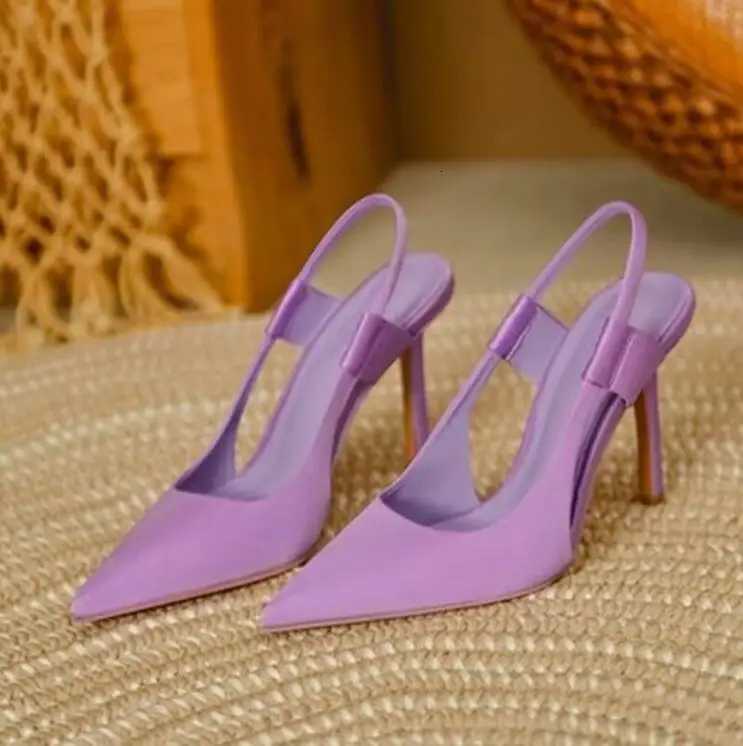 2024 New Spring New Brand Women Slingback Sandals Pointed Toe Slip Thin High Heel Ladies Elegant Pumps Shoes Drss SandalsXJ251027