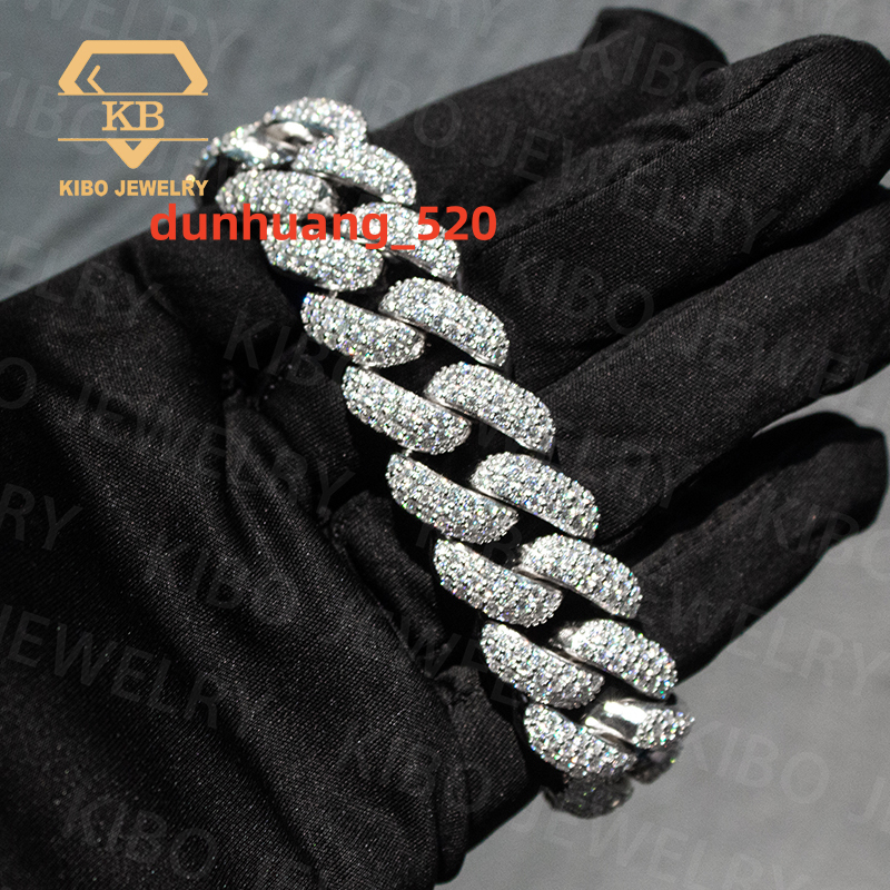 925 Silver Mossanite 20MM Cuban Bracelet VVS1 LAB Grown Moissanite Diamond Iced Out Cuban Link Chain