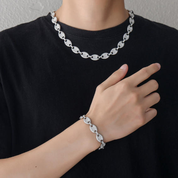 Pig Nose Moissanite Cuban Necklace Moissanite Cuban Link Chain Hip Hop Jewelry 18k Gold Plated Necklace 925 Silver Chain