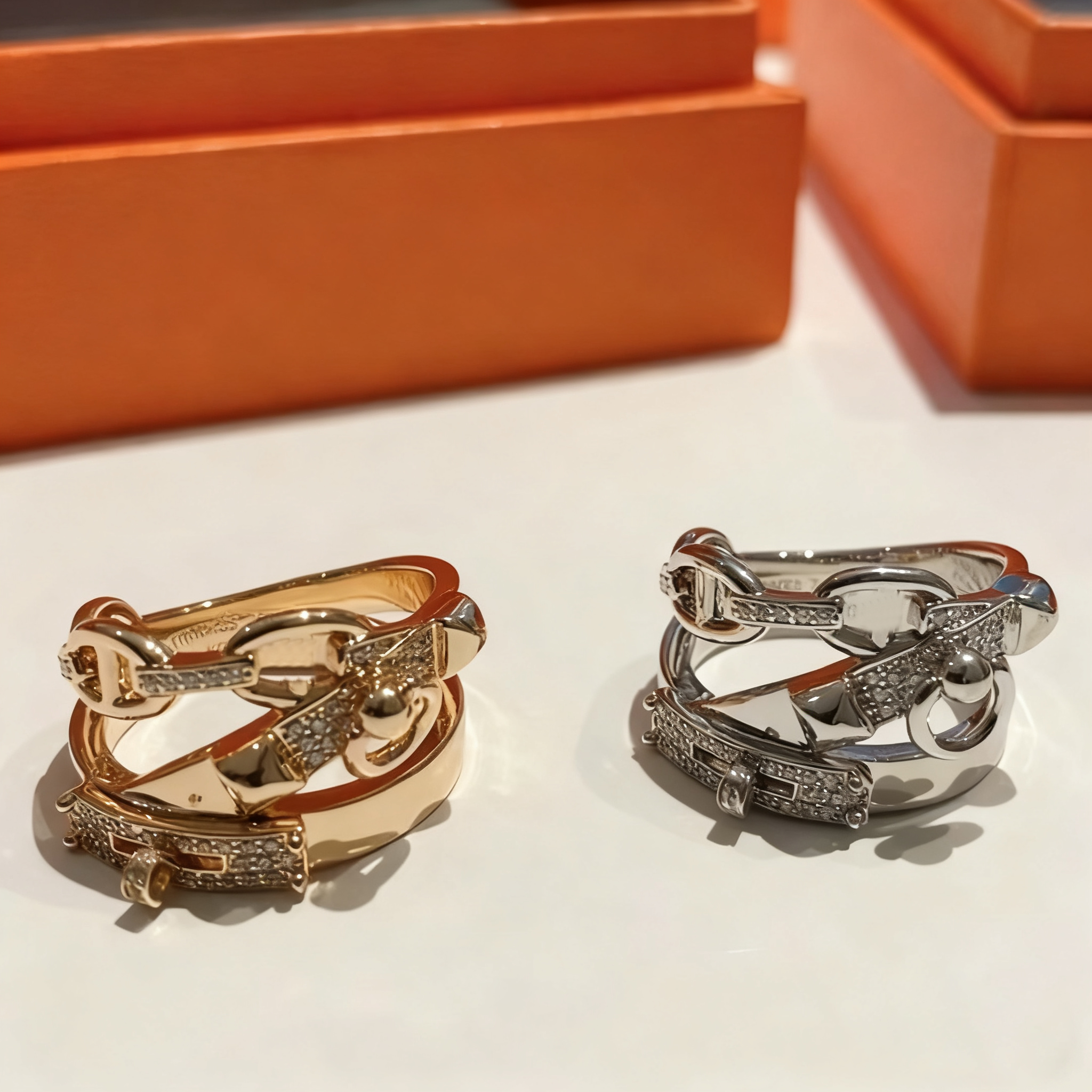 Luxury Designer Ring Pig Nose Ring Couple rose gold full of diamonds love rings Double rings for men and women Exquisite wedding Valentine's Day jewelry gifts