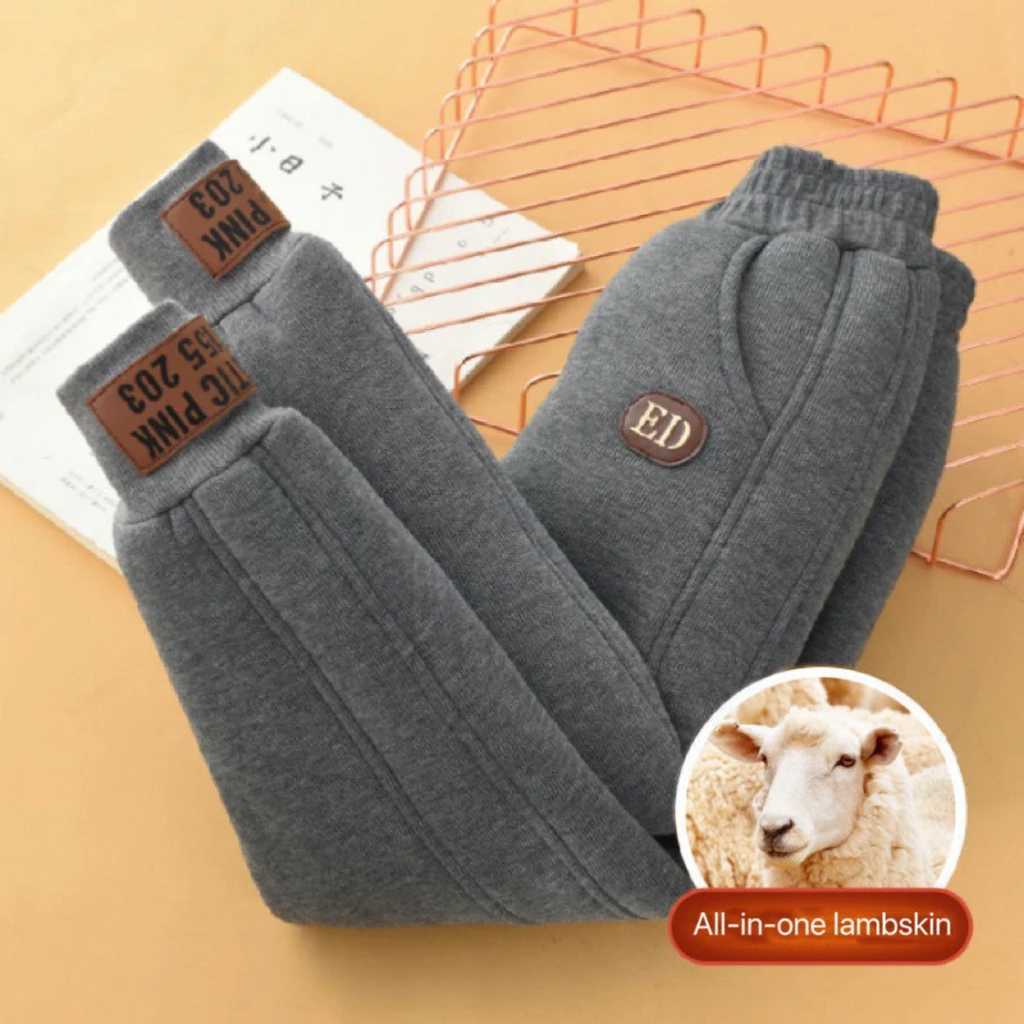 1pcs Boys Girls Thick Pants Winter Kids Padded Plush Velvet Trousers Teen Lamb Wool Warm Snow Pants Children Clothes Sweat PantsT251027