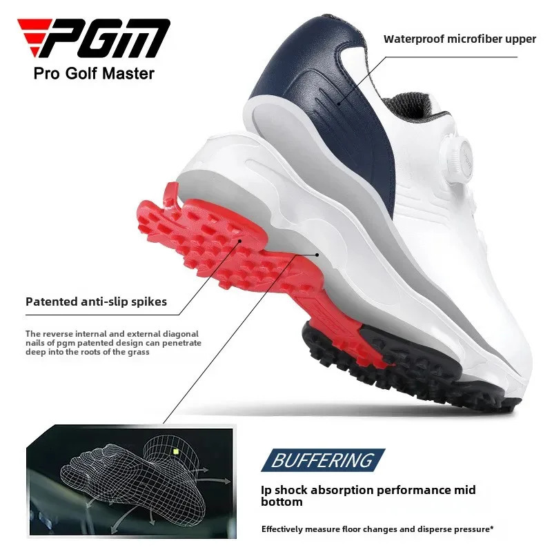 PGM Mens Golf Shoes Summer Knob Lace Waterproof Casual Sports Sneakers XZ359 251023