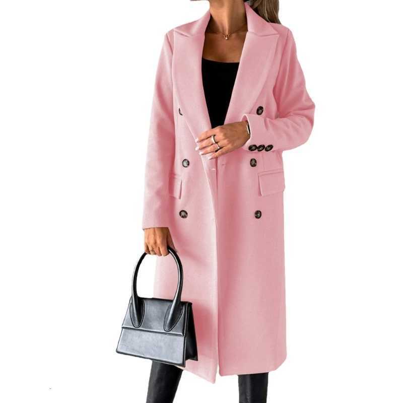 Women Wool Blend Overcoat Jackets Long Sleeve Double Breasted Jackets Coat with Pocket Warm Winter Trench Coat Outerwear M251027