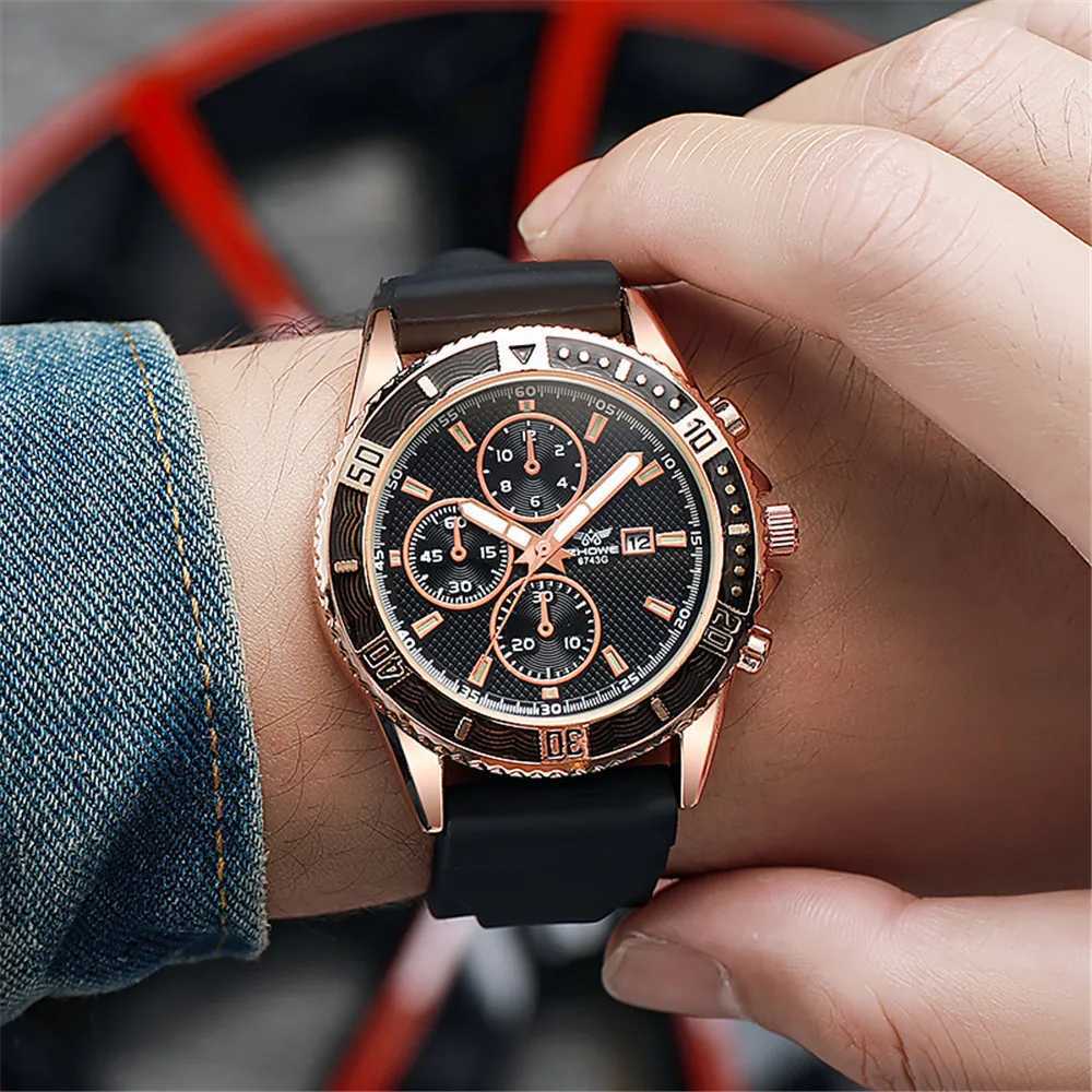 UTHAI CA09 New Mens Fashion Light Luxury Quartz Watch Calendar Silicone Band Casual Business Males Sports Wristwatch ClockT251027