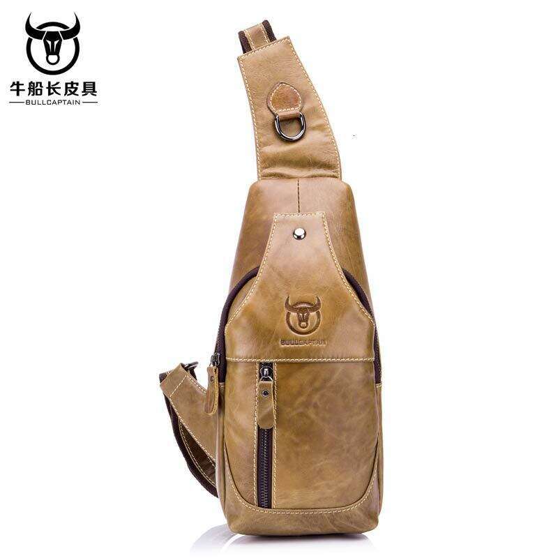 Captain Bull BULLCAPTAIN Men S Genuine Leather Single Shoulder Chest Top Layer Cowhide Front Crossbody Bag High Quality