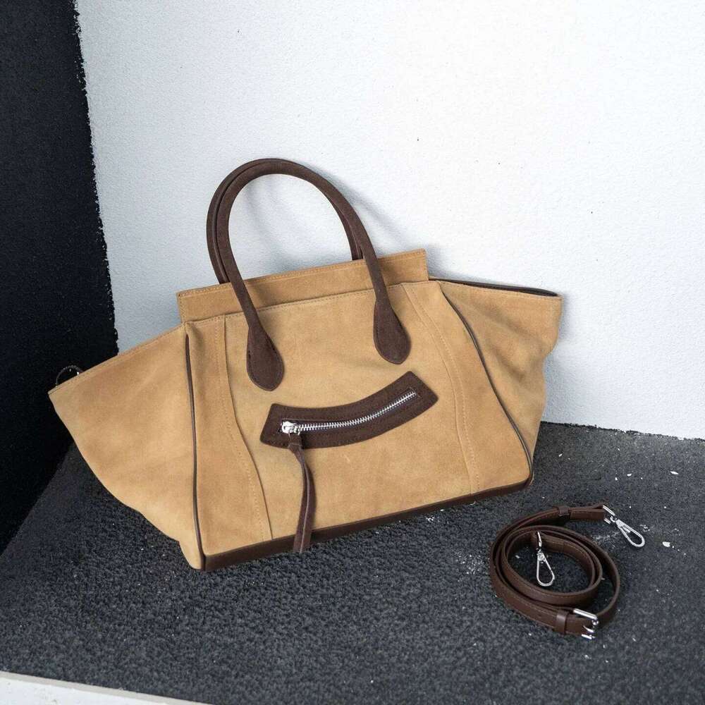 Genuine Grade Matte Suede Cow Leather Women's Large Handbag Designer Brand Shoulder Crossbody Bag Ladeis Tote For Woman