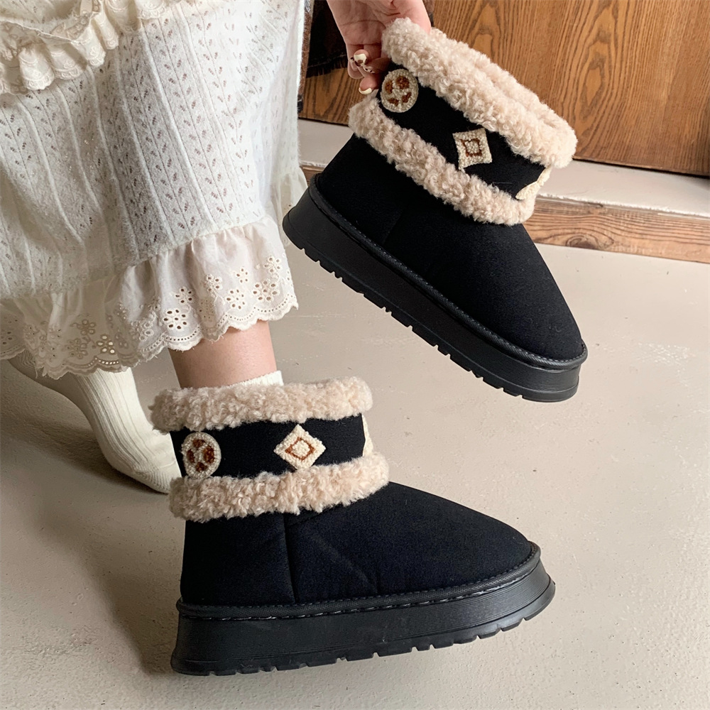 Designer shoes 2025 hot retro casual snow boots for women, autumn and winter with thick fleece and midsole boots black khaki brown