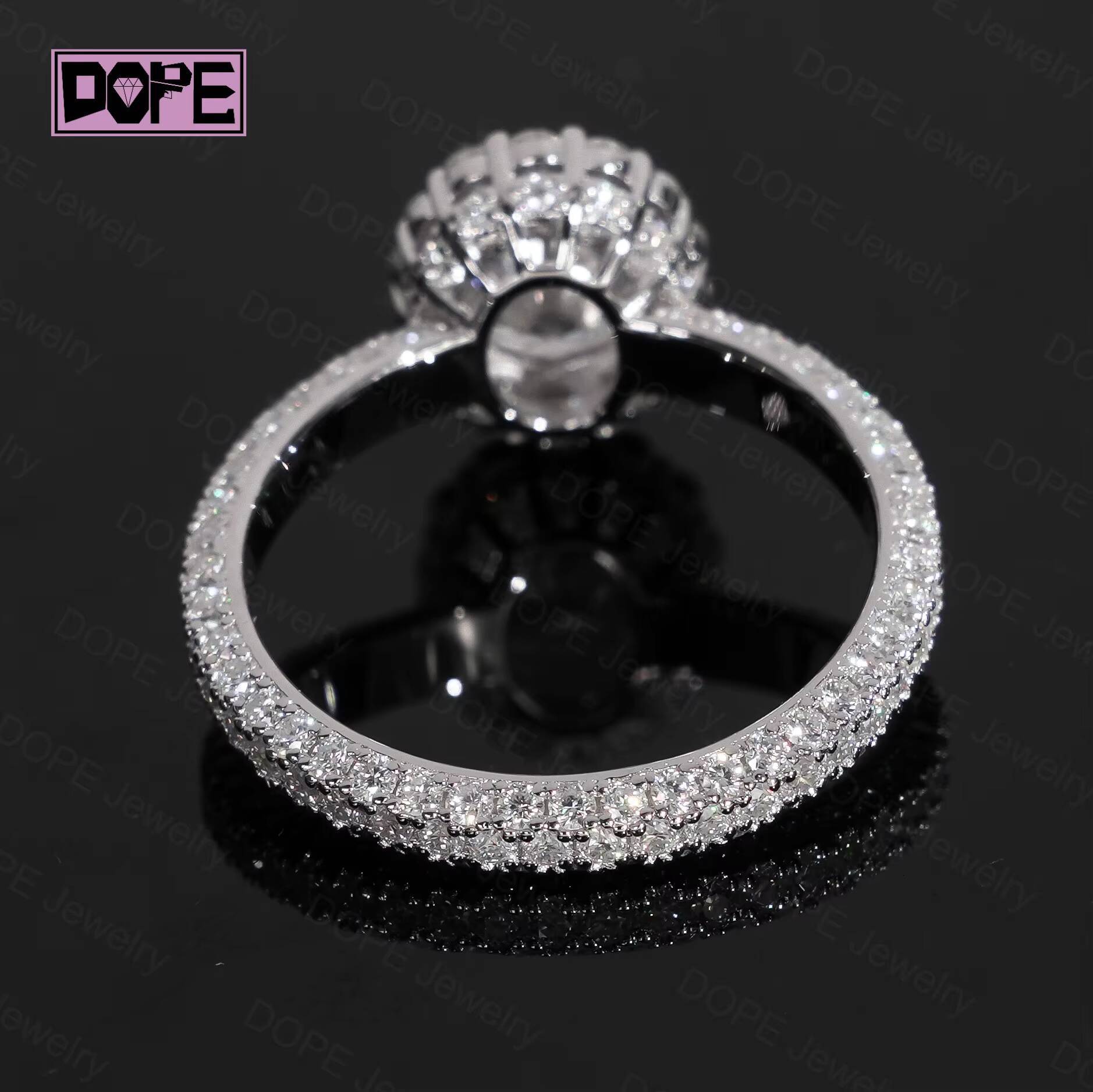 IGI Certified Lab Grown Diamond Ring 925 Silver 1ct Oval Cut CVD Cluster Halo Eternity Engagement Wedding Ring