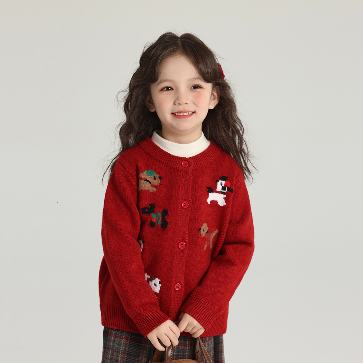 New hot selling children's clothing, animal jacquard knitted cardigan, autumn and winter girls' sweater, cute and fashionable top