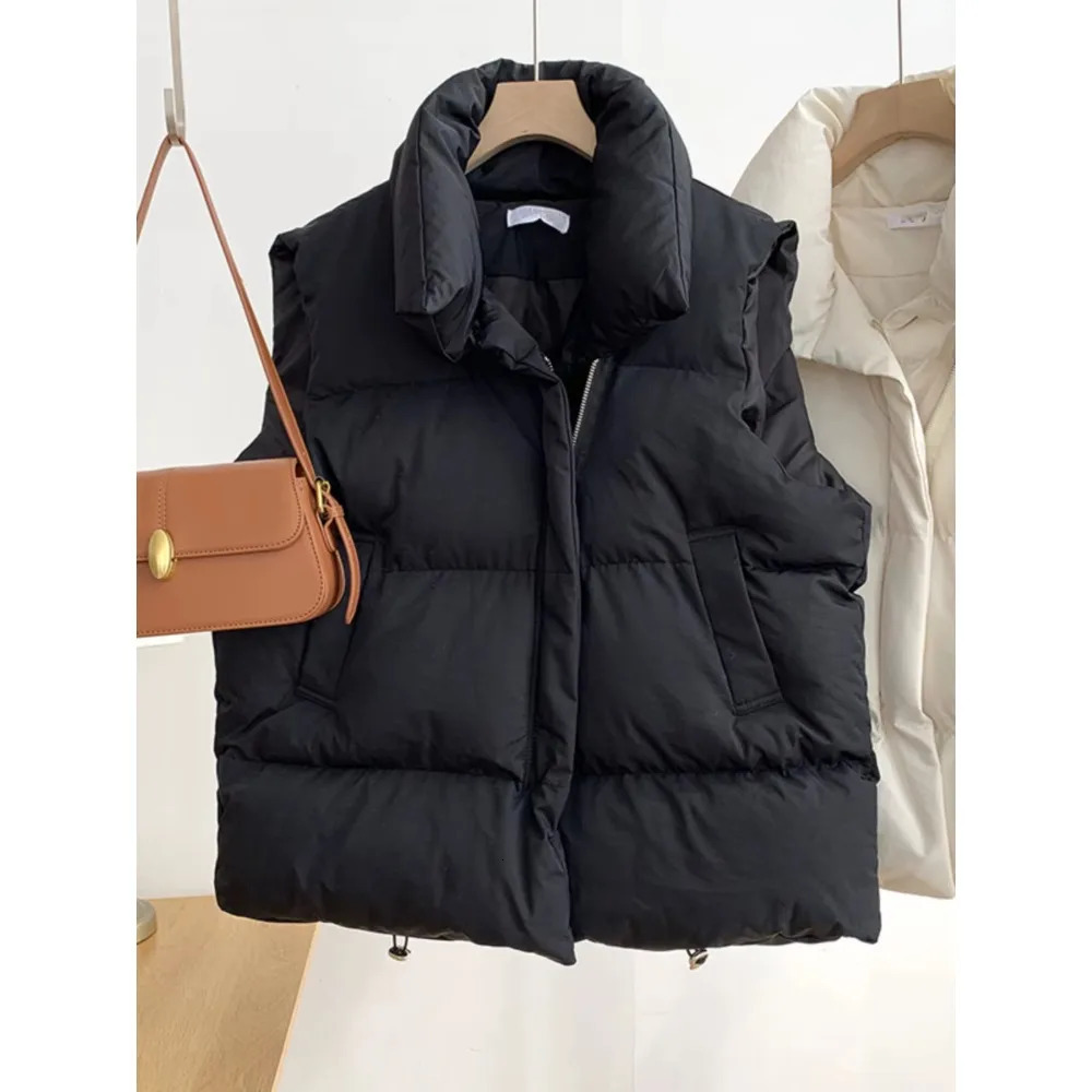 Loose Down Feather Cotton Vest Bal Zipper Closure Color Commute Womens Autumn Winter Fashion Ladies Outerwear 251027