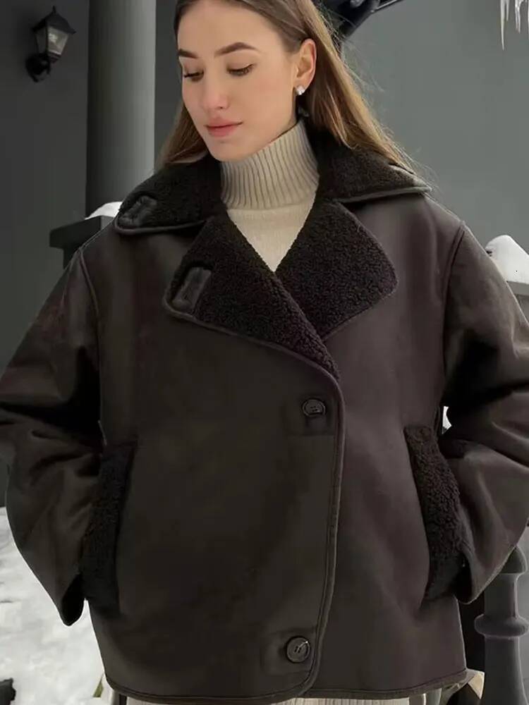 winter jacket women HH Women Thick Warm Outwear Faux Leather Jackets Autumn Winter Vintage Long Sleeve Lapel Coats Fashion Lady Streetwear Top