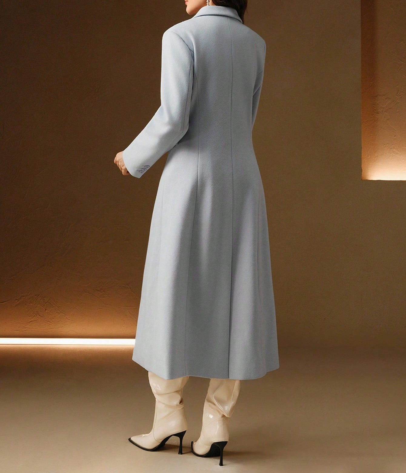 Elegant Crystal Long Coat For Women Warm Notched Lapel Double Breasted Jacket Only Blazer Custom Made