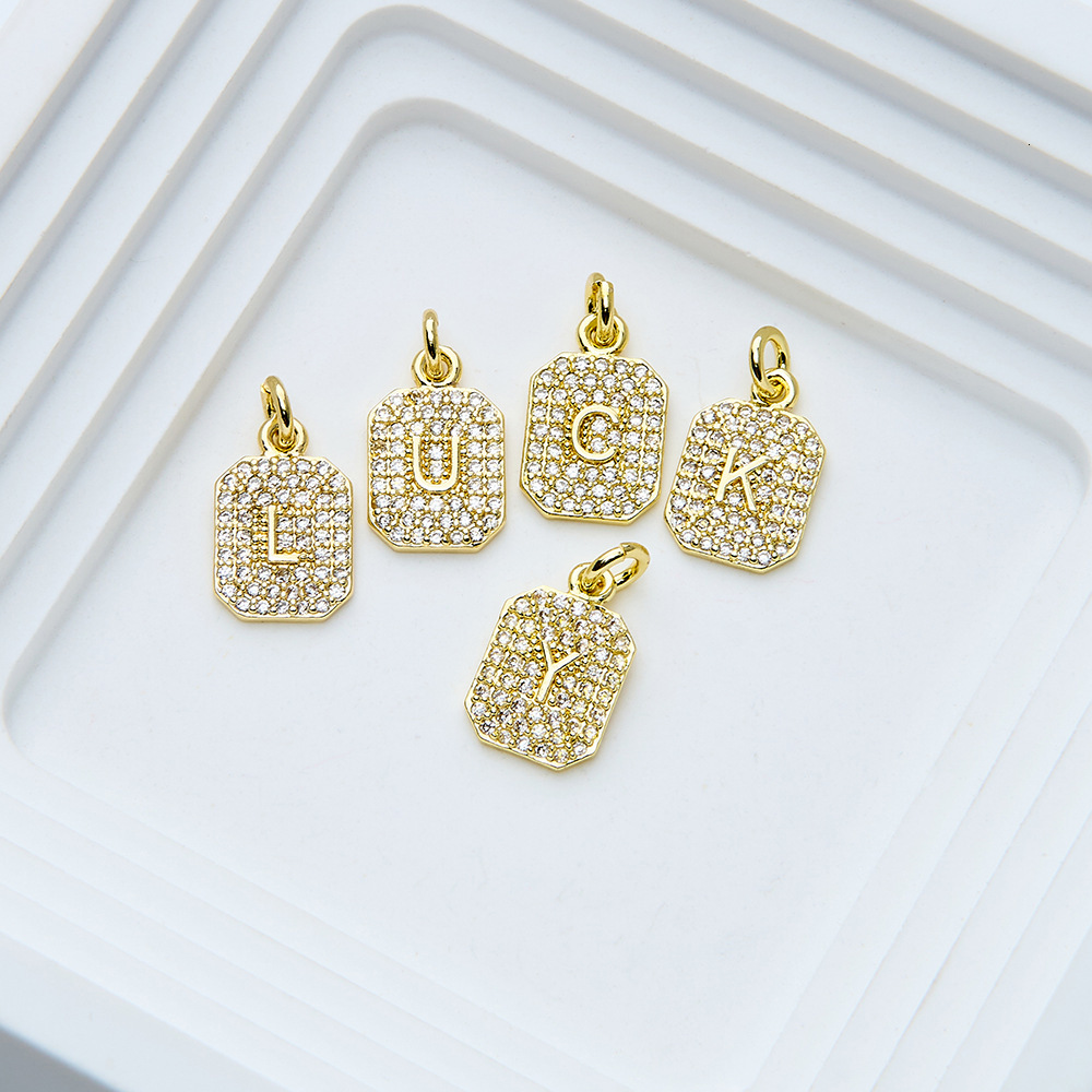 Gold necklace Designer necklace Copper Inlaid Zircon 26 English Alphabet Pendant Creative Personality Square Letter Jewelry Accessories free shipping