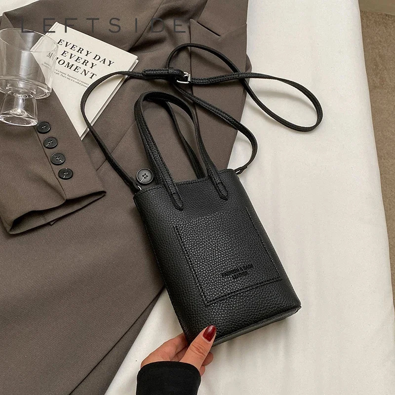 LEFTSIDE Mini PU Leather Shoulder Bag Lady Handbags and Purses Women 2024 Y2K Korean Fashion Solid Color Crossbody Bag 251027