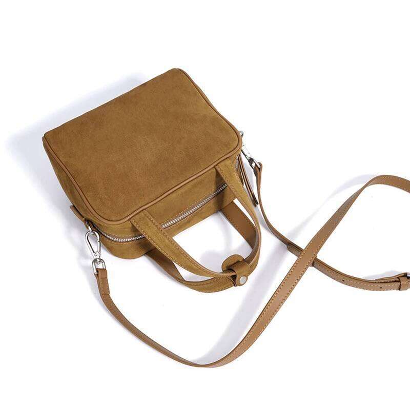 Designer Luxury New Top Grain Nubuck Leather Bowling Crossbody Shoulder Bag Unique Design Structured Box Women S Zipper Pack Versatile