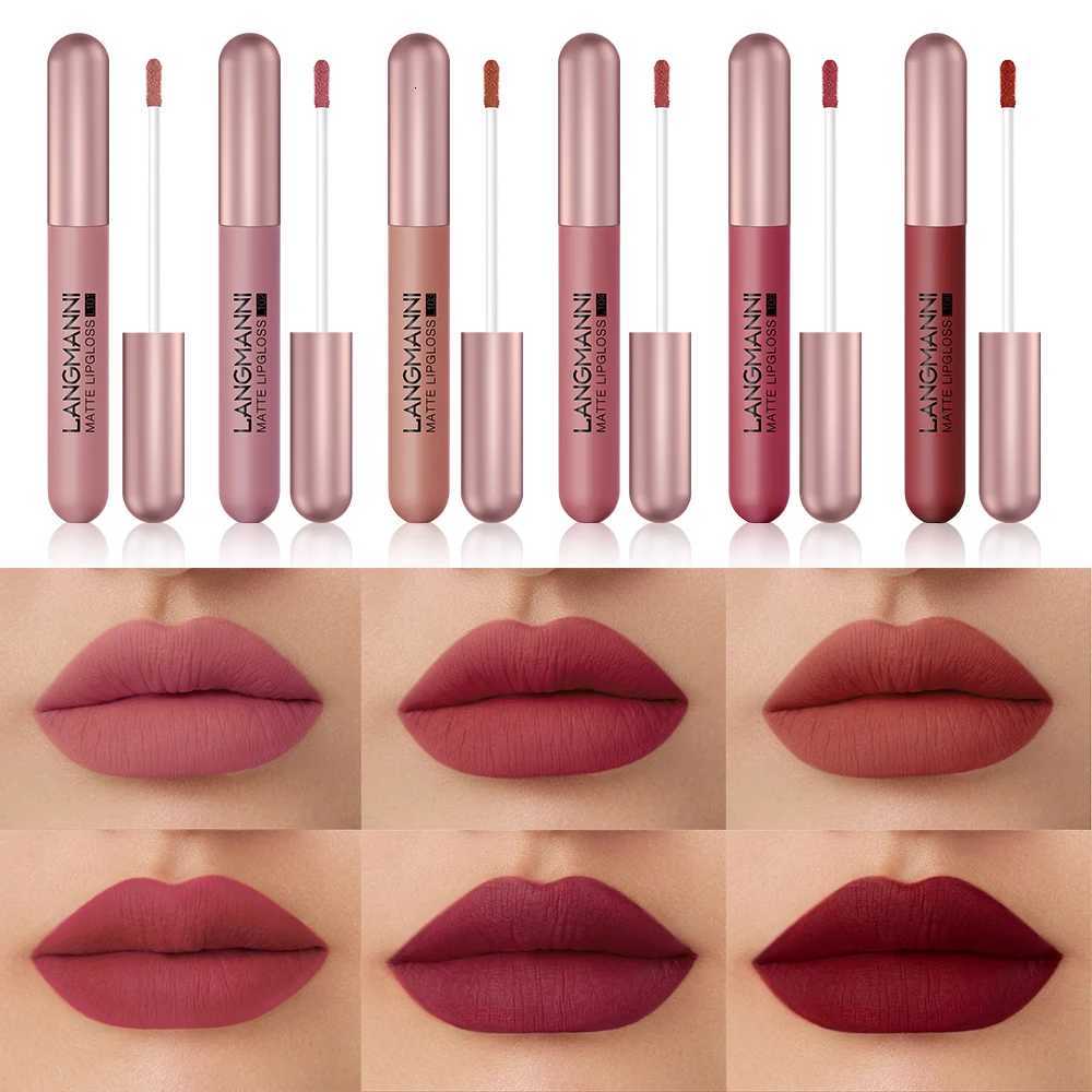 Langmani 6packset matte lip gloss velvet lipstick longlasting and non stick to cup liquid lipstick W251027