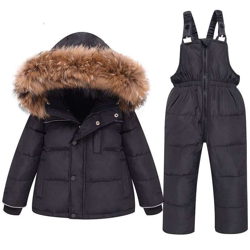 Winter Baby Down Thick Warm Children Overalls Hooded Girl Jacket Coat Jumpsuit Suit 1-5 Years Kid Snowsuit