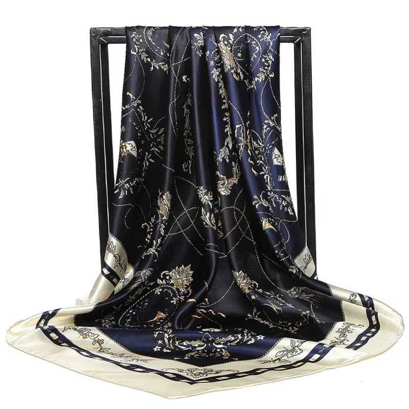 9090cm satin scarf for wen cashew flower print chain scarf spring and summer new sty shawl scarf for wen 2024 new styW251027