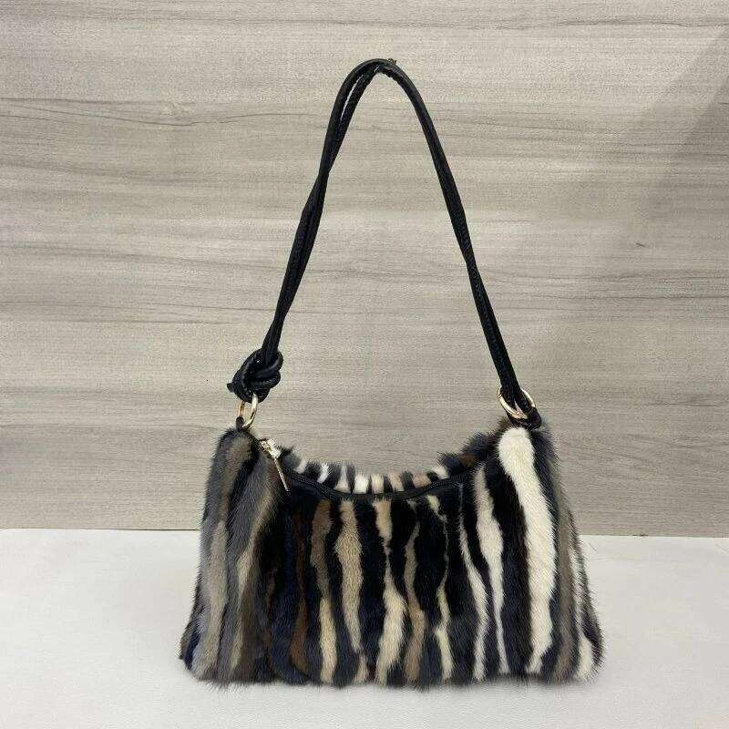 Designer Luxury Real Fur Shoulder Bag Women New In High Quality Mink Hair Fashion Designer Handbag Trend Casual Elegant Female Bags