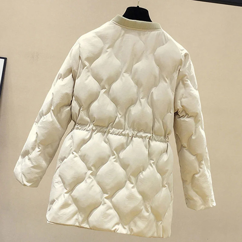 Winter Women Parkas Down Cotton Overcoat Female Casual Thick Warm Windproof Waist Padded Outwear Coat 251027