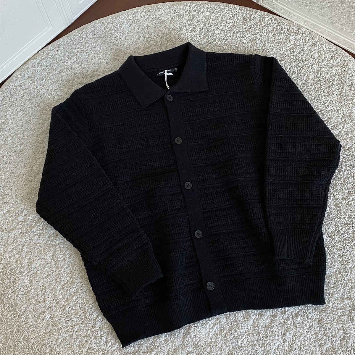 Dark Gray Knitted Cardigan Jacket For Men Autumn And Winter Lazy Style Designer Sweater High-end Feel Cleanfit Turn-down Collar Sweater