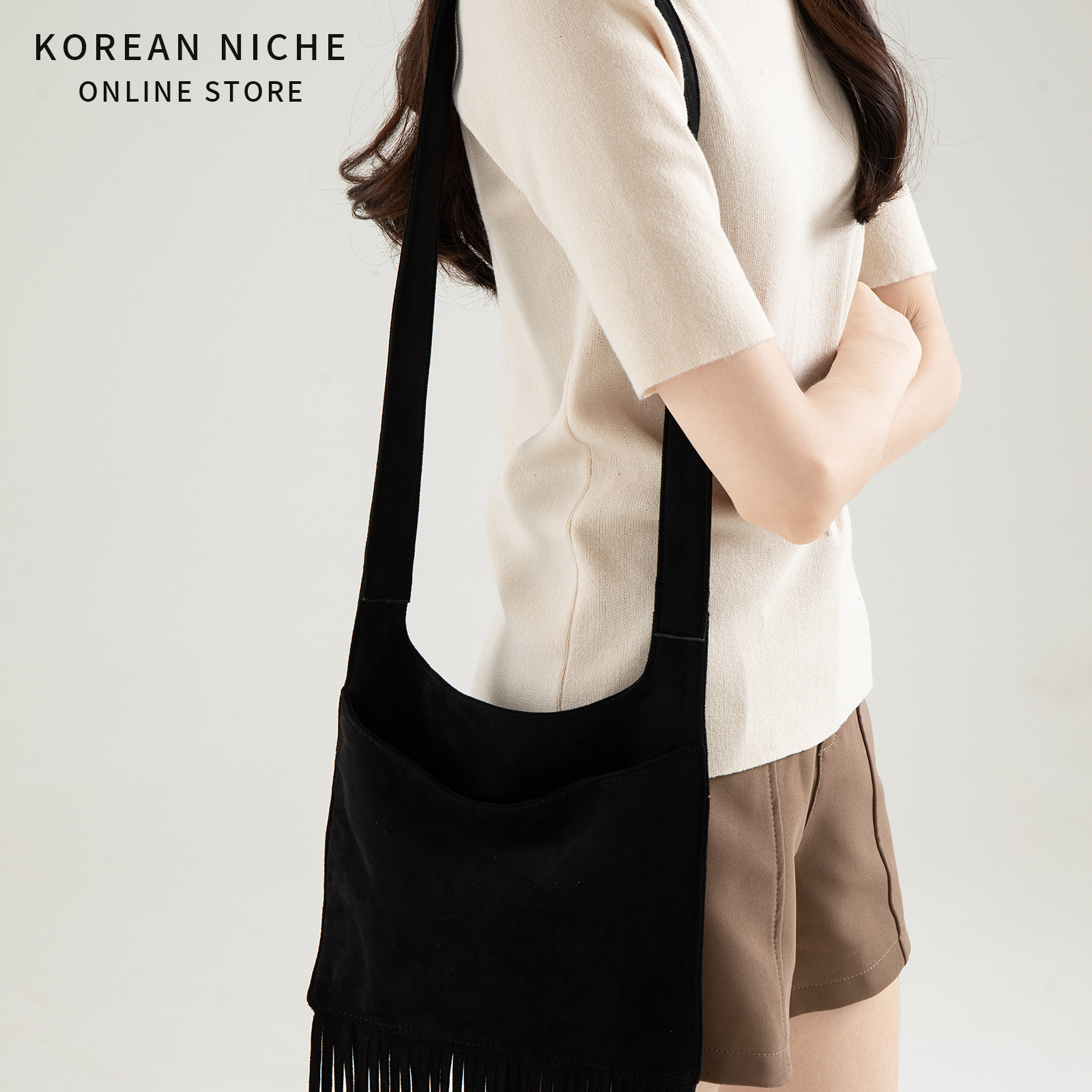 Designer fashion retro tassel bag autumn and winter new suede shoulder crossbody bag