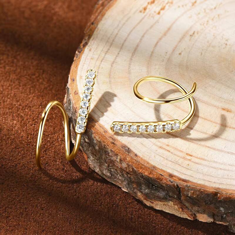 15mm Moissanite Twist Earrings 925 Sterling Silver Stud Earring for Women Girls Simple Cartilage Piercing Jewelry Gift