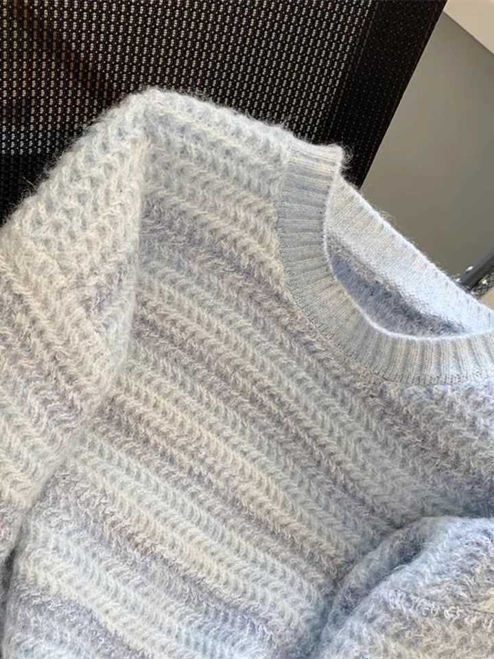 Zoki Women Chic Rainbow Sweater Loose Cute O Neck Long Sleeve Knitted Jumpers Fall Winter Lazy Wind Japan Fashion Sweet PulloverT251027