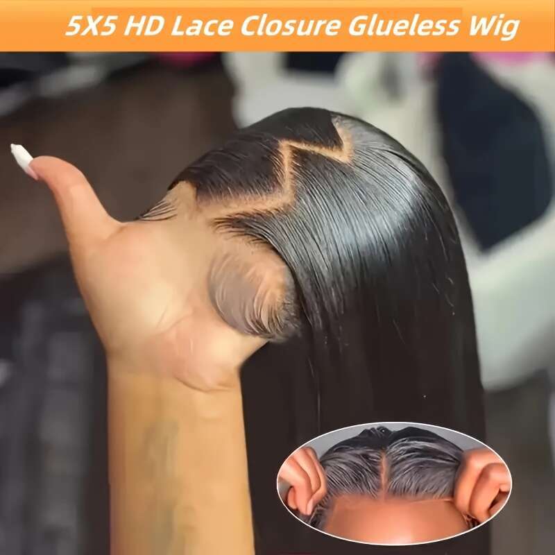5X5 HD Lace Closure 250 Density Put On Go Glueless Bone Brazilian Human Plucked Pre Cut With Baby Hair Bleached Knots 3S Ready To Silky Straight Wigs 