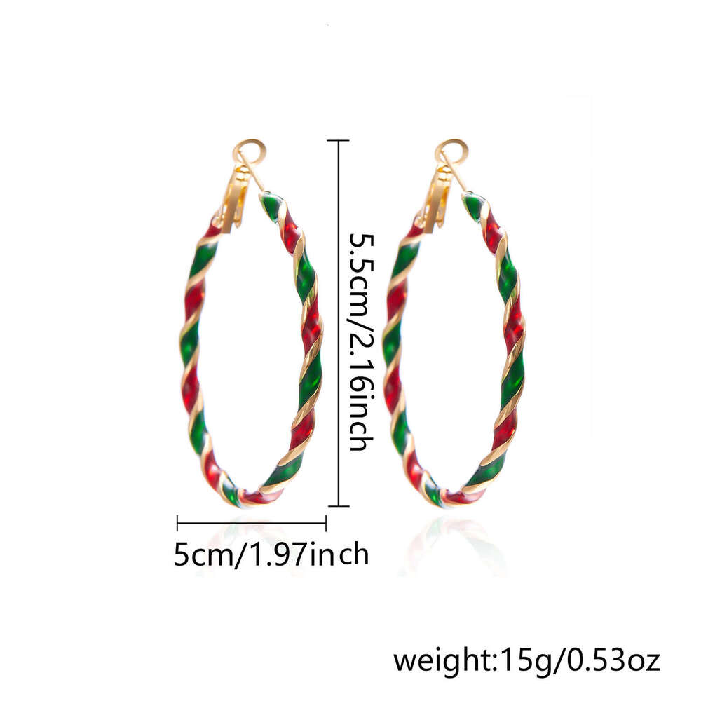 Exaggerated and Stylish Christmas Colorful Spiral Geometric Hoop Earrings