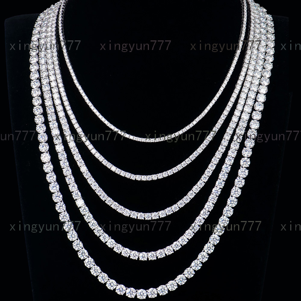 2025Custom Gra Jewelry 925 Sterling Silver Vvs Tennis Ice Out Lab Grown Diamond Mossanite Moissanite Necklace Chain for Women Men
