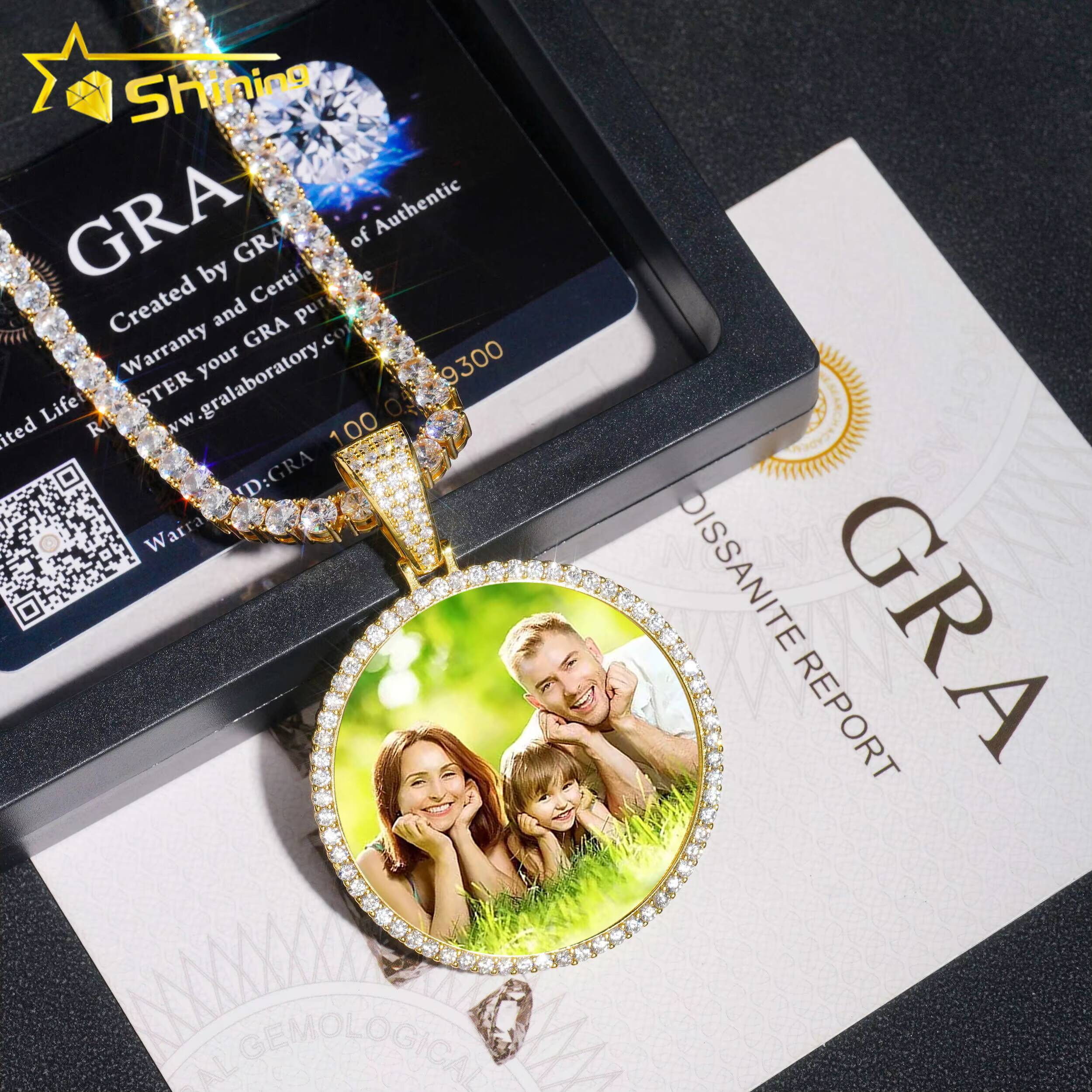 Customized Hip Hop Jewelry 925 Sterling Silver Vvs Moissanite Memory Pendants Men Women Popular Charm Pendant