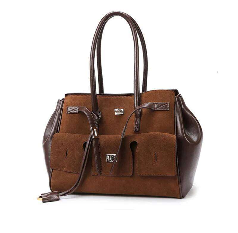 Vintage Suede Large Capacity Women Shoulder Bags Designer Purses Handbag Maillard Autumn and Winter Big Tote Bag