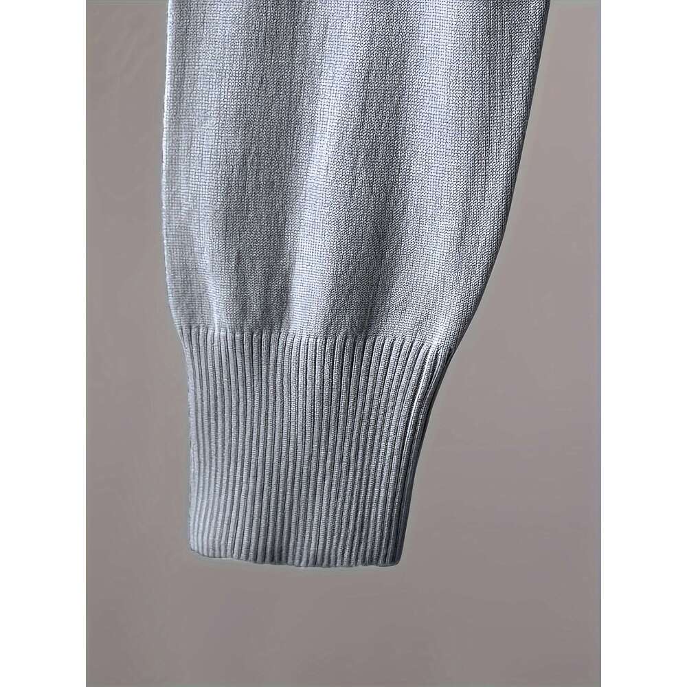 Two-Piece Set Two-Piece Set, Casual Solid Color V-Neck Sweater With Sleeves And Pants, No Belt, Regular Sleeve Length, Long Pants