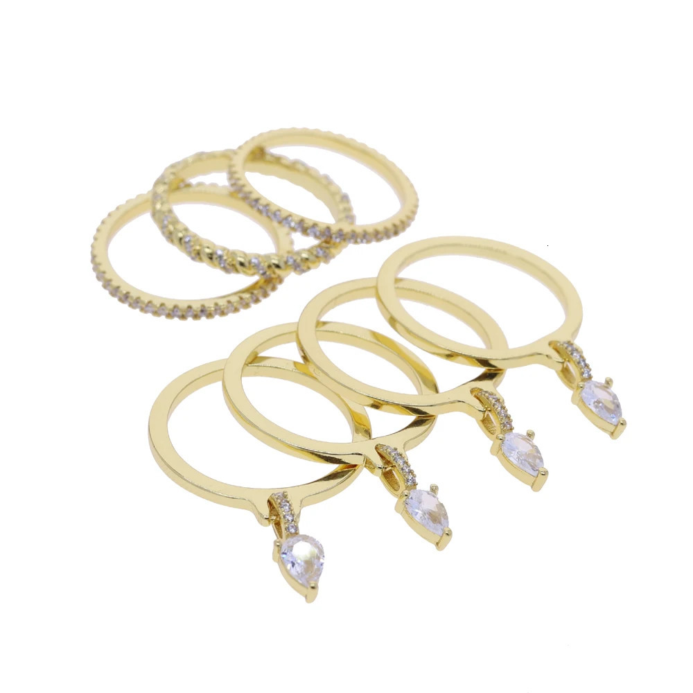 Bling CZ Multi layered Gold Color Stacking Band Ring Micro Pave Cubic Zircon For Women Girls Fashion Full Finger Jewelry 251023