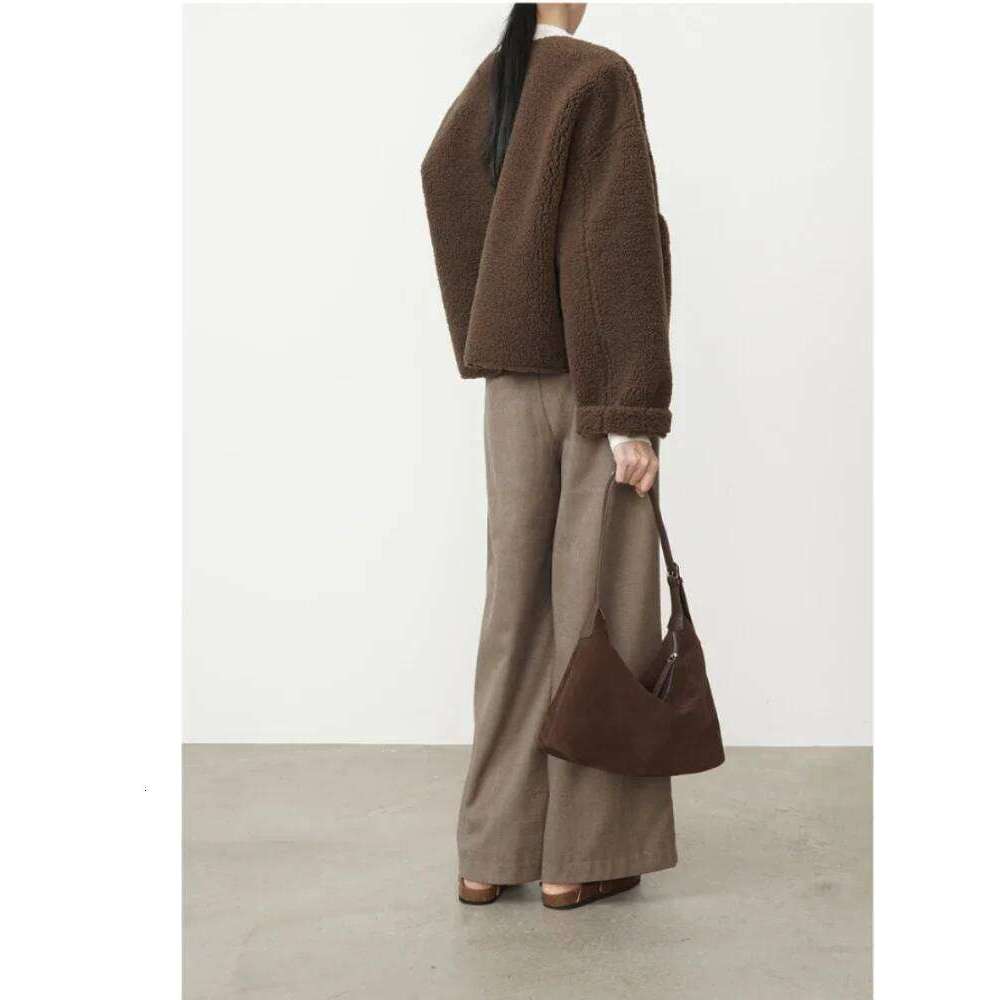 Designer Luxury Fashionable Frosted Cow Long Handle Tote Winter Matte Suede Leather Women S Single Shoulder Bag Grey Commute Handbag