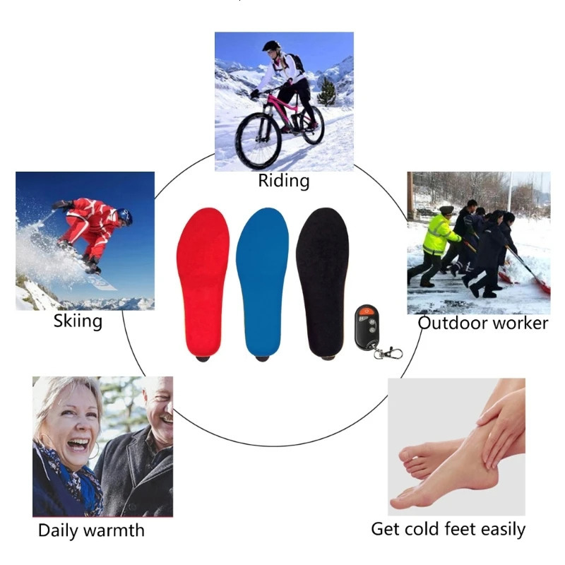 USB Rechargeable Heated Shoe Insoles with 3 Heat Settings Thermal Insoles Wireless Foot Warmer for Women and Men251020