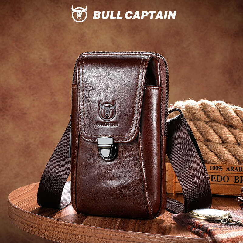 Captain Bull BULLCAPTAIN Men S Genuine Leather Single Shoulder Crossbody Inch Inch Belt Phone Waist Bag High Quality